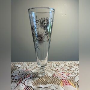 ✨Vintage Federal Glass Atomic Starburst Pilsner Glass - MCM Gold & Black - 8.25”